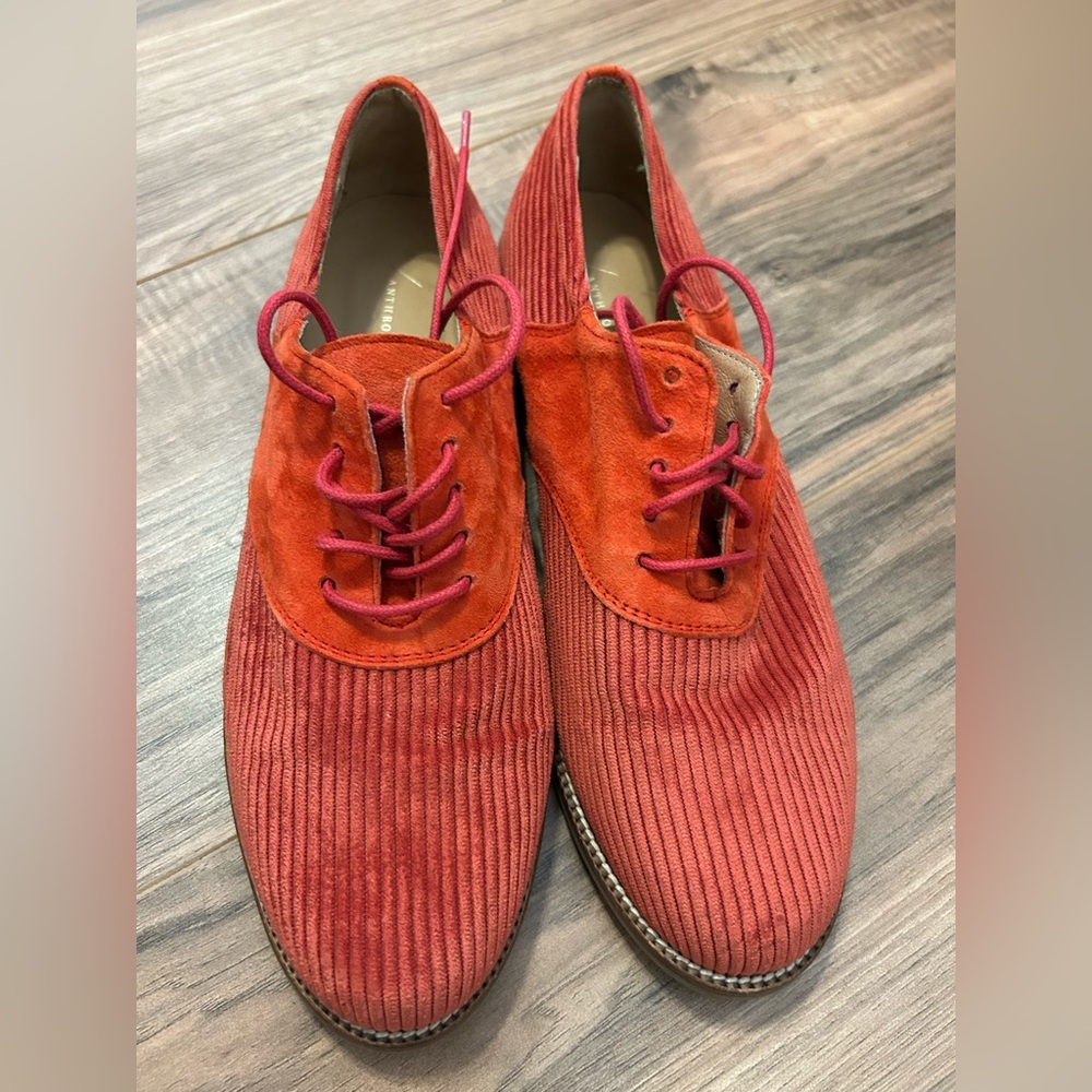 Anthropologie Red Corduroy Flats